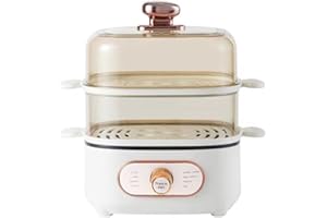 2 IN 1 Electric Hot Pot with 10.5L 2-Tier 8 Modes Food Steamers Vegetable Steamers with Boil Dry Protection 1200W White (PP S
