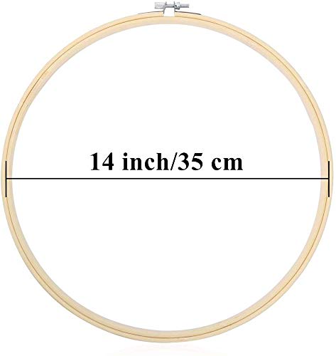 WOWOSS 6 Pieces 14 Inch Embroidery Hoops Wooden Round Adjustable Bamboo Circle Cross Stitch Hoop Ring Bulk for Embroidery and Cross Stitch Art Craft Handy Sewing