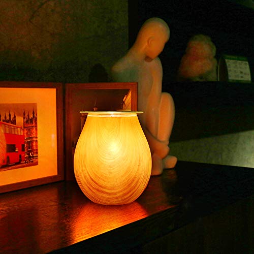 COOSA Wood Grain Pattern Glass Candle Warmers Wax Warmers Electric Incense Oil Fragrance Warmer Night Light Aroma Decorative Lamp for Gifts & Decor for Suit for Home Office Bedroom Living Room
