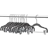 Home-it 12 PACK baby hangers with clips GRAY baby Clothes Hangers Velvet Hangers use for skirt hangers Clothes Hanger pants hangers Ultra Thin No Slip kids hangers
