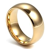 Mens Classical Tungsten Ring for Promise Engagement Plain Wedding Band Ring,Gold Plated,8mm Width,Size 11