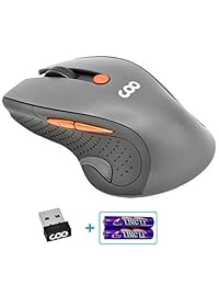 Coo 's Classic 2.4 G mouse inalámbrico portátil con USB Nano Receptor, 3 niveles de DPI, 6 botones para PC, computadora portátil, computadora, MacBook ajustables., Gris