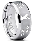 Metal Masters Co. 9MM Deer Track Tungsten Ring Wedding Band, Outdoor Jewelry, Men's Hunting Ring