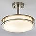 SOTTAE Modern Brushed Nickel Flush Mount Ceiling Light, Semi Flush Mount Ceiling Light Ceiling Lamp Flush Mount Light Fixture Light Fixture Flush Mount for Bedroom Dining Room Kitchen Corridor(11.8