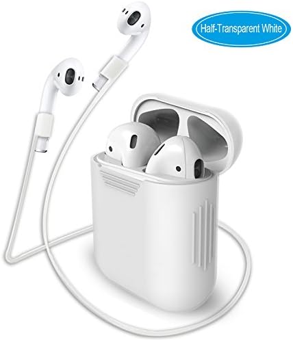 AirPods Silicone Case with Sport Strap, GULAKI Airpod Hang Box With Non-Slip Cover and Skin Accessories for Apple Wireless AirPods Charging Case (Transparent White 2 in 1)