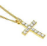 Deals Unisex Hip Hop Men Stainless Steel Cross Pendant Necklace Jewelry Boy&Men Gift by ZYooh (Gold)