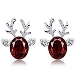 Crystal Gemstone Earrings Luxury Three Dimensional Christmas Reindeer Elk for Women Girls Fashion Jewelry Ear Studs Party Favors Accessories Decorations Decors Earrings (#A)