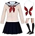 Japanese School Girls Short Sleeve Uniform Sailor Navy Blue Pleated Skirt Anime Cosplay Costumes with Socks Set