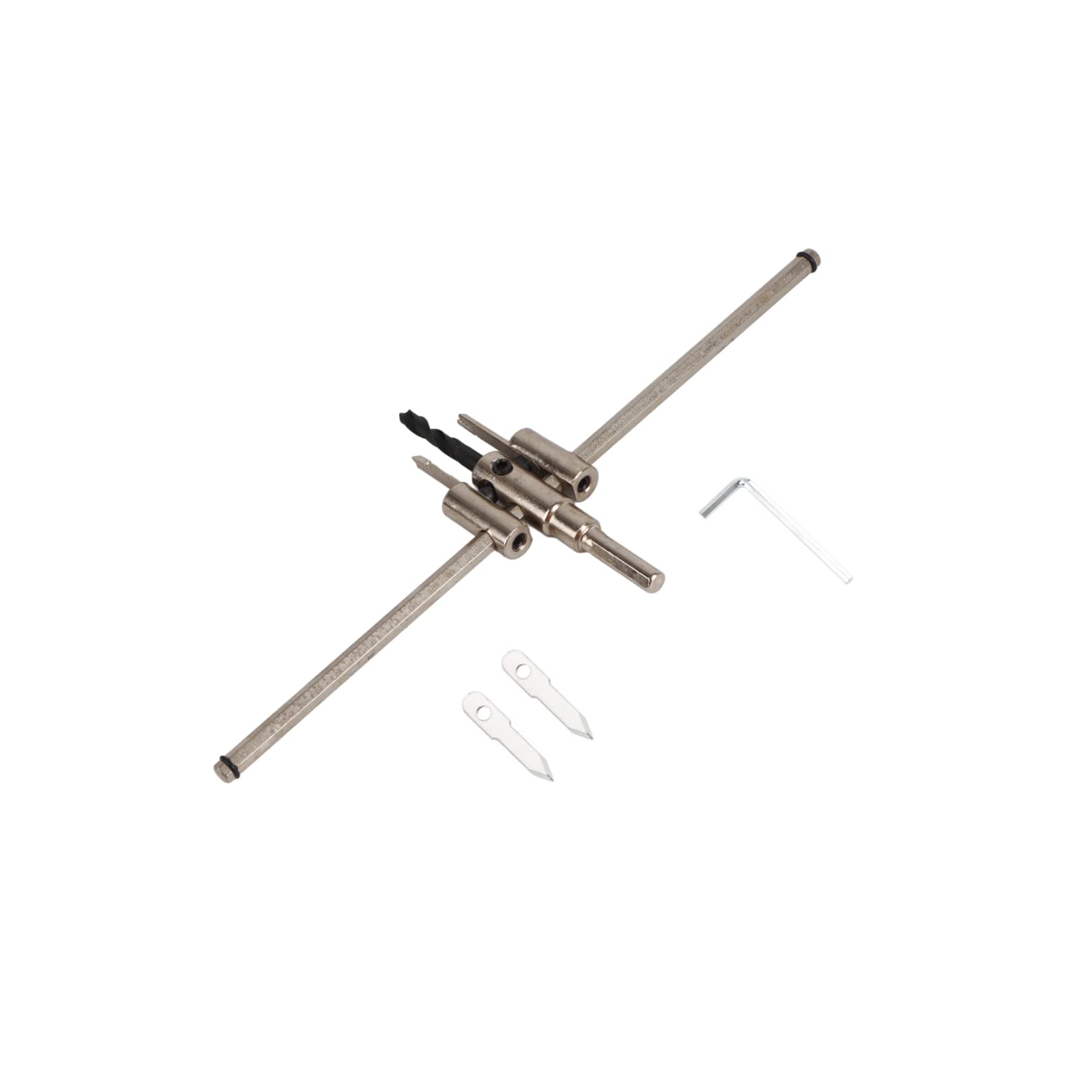 Circle Cutter, 30-300mm Hole Saw Kit Drill Bit Set Adjustable Drill Bit Wooden Adjustable Silver Circle Hole Cutter Set DIY Woodworking Tool, Silver