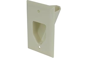 DATA COMM DataComm Electronics 45-0001-LA 1-Gang Recessed Low Voltage Cable Wire Pass Through Wall Plate – Conceals AV Cables, Durable ABS Plastic, Lite Almond
