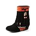 VogueZone009 Womens Round Closed Toe Kitten Heels Mesh Legging Assorted Colors Boots with Braid