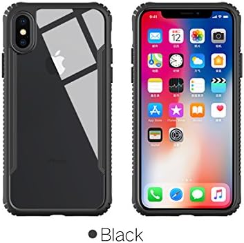 iPhone X Case, iPhone 10 Case,Fashion Silicon Glass Case Flexible Air Cushion Technology Shock Absorption Bumper and Premium Hybrid Drop Protective Clear TPU Cover For Apple iPhone X Case(2017)(Black)