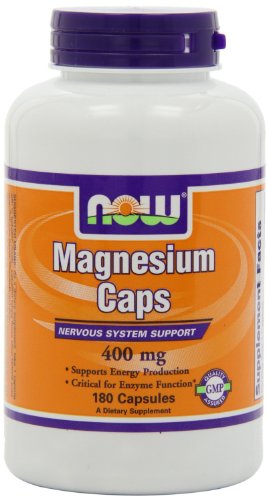 NOW Foods Magnesium Capsules, 180 Capsules / 400mg (Pack of 2)