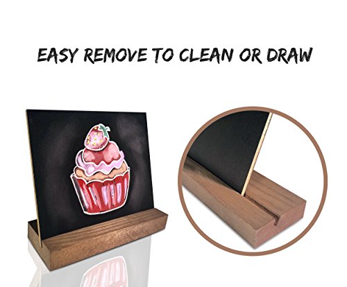 5 x 6 inch mini Chalkboard Set of 5 tabletop vintage rustic style removable with wooden base … - Thumbnail 3
