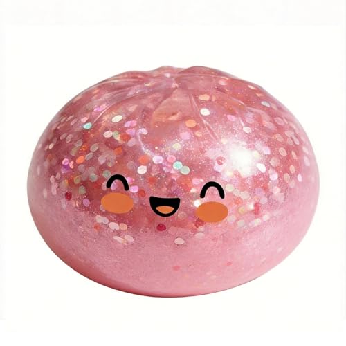 Simulation Glitter Dumpling Fidget Toy, Soft Squeeze Squishy Toy with Steamer Box, Anti Anxiety Sensory Toys, Cute Home Table Decor, Novelty Birthday Daily Gifts for All Ages