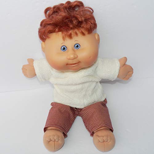 Cabbage Patch Doll Clothes fits 14" boy or preemie, includes one ivory t shirt and red check pants - NO DOLL