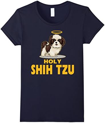 Womens Holy Shih Tzu T Shirt Funny Dog Shitzu Shirts Gift Small Navy