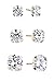 Jewelili 3 Pair 10K White/Yellow Gold Stud Earrings Set for Women For Sensitive Ears | Cubic Zirconia Earrings in 4MM, 5MM, 6MM Sizes | Dainty Gold Stud Push Back | Everyday Jewelry with Gift Box