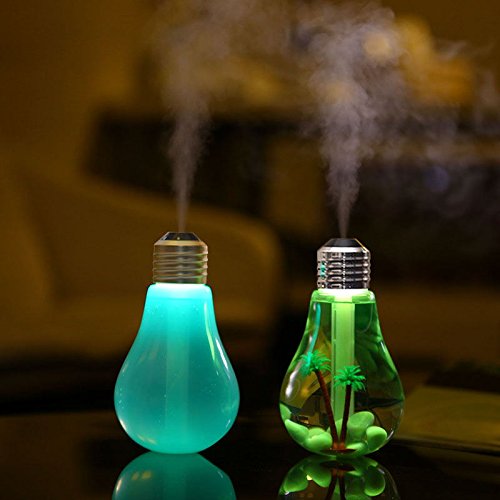 Chris.W Office Desktop Bulb Mist Air Humidifier, Ultrasonic Humidifier with 7 Color Changing LED Night Lights, 400ml USB Portable Humidifier for Home, Bedroom, Baby Room, Gift Ideal(Matte)