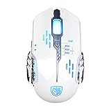 SADES Flash Wing PC Gaming Mouse Mice, 2400 DPI, 6 Buttons,Omron Micro Switches (White)