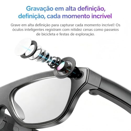 Óculos inteligentes XK One Pro, Câmera 1080P, Áudio de Orelha Aberta, Tradução IA, Bluetooth 5.4 e Estabilização para Filmagem em Primeira Pessoa
