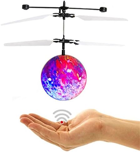 HUAQIANYU RC Flying Ball Remote Control Infrared Induction Helicopter Ball with Rainbow Shinning LED Lights for Kids Boys (Rainbow)