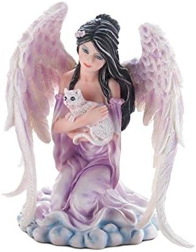 Small Fairy Figurines, Fairy Figurines Collectible, Tiny Angel With Cat Figurine
