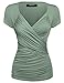 Zeagoo Womens Cross-front V Neck Ruched Cap Sleeve Blouse Army Green X-Large