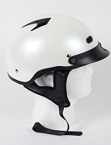 DOT Pearl White Vented Motorcycle Half Helmet (Size XL, X-Large)
