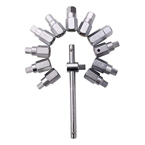 HERIS 12pcs Drain Plug Key Socket Set Axle Oil Sump Spanner 3/8" Drive