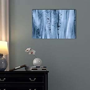 Canvas Wall Art - Abstract Landscape Artwork with Birch Trees in Mist - Gallery Wrap Modern Home Art | Ready to Hang - 12x18 inches