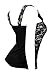 eVogues Plus Size Sexy Floral Lace Corset Top Black White