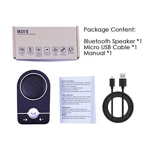 Car Hands Free Bluetooth for Cell Phone, Bluetooth 5.0 Handsfree Loud Speakerphone, Siri Google Assistant Support, Sun Visor Clip Wireless Music Player, Support Two Phone Connect - Thumbnail 7
