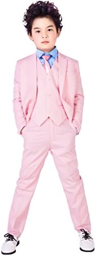 XoMoFlag Boys' Wedding Formal Suit Show Stage Performance Wear Blazer Pink