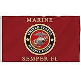 Bonsai Tree 3x5 Feet USMC Marine Corps Flag - Vivid Color and Fade Resistant and Double Sided - Military Flags Polyester Brass Grommets American Flag Home Decorations