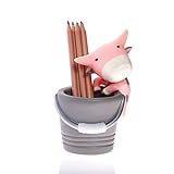 BuBu Pen and Pencil Holder Cute Cow Design Gray/Pink Desk Organizer