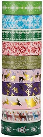 G2PLAY Washi Masking Tape, Colorful Decorative Craft Tapes Pack of 6 Various Color Type for office, Scrapbooking (1537-10P)
