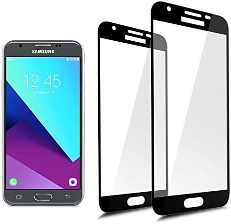 [2-Pack] Full Coverage Tempered Glass Screen Protector for Samsung Galaxy J3 Emerge /J3 Eclipse / J3 2017/ J3 Prime / J3 Mission /J3 Luna Pro with Lifetime Replacement Warranty[Black]