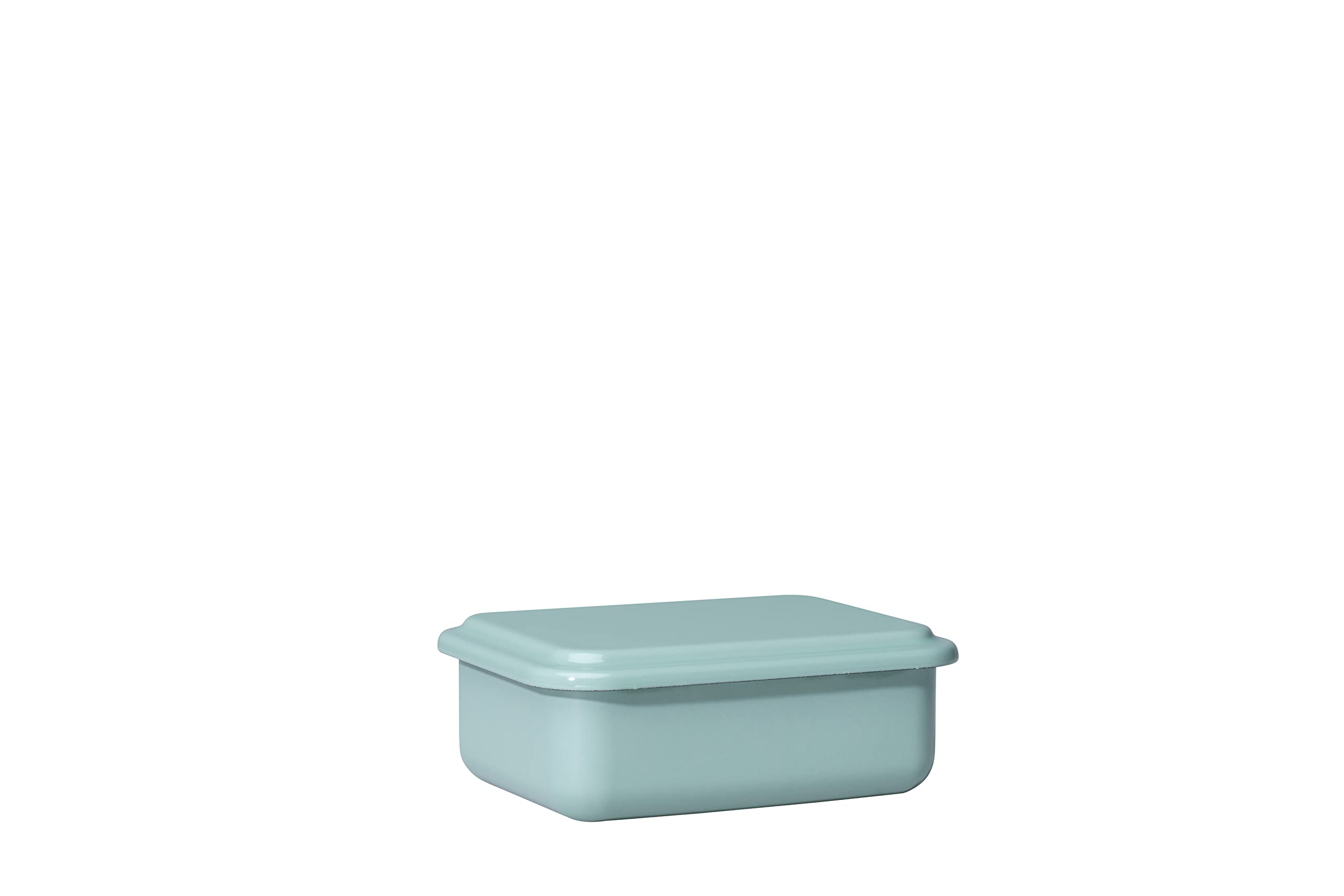 Riess, 0411-126, Shopping Container with Lid, 15 x 11 x 5 cm, Enamel, Serve + Blind Design, Living Room Green, Weight 0.4 kg, LBH: 15.7 x 11.8 x 5 cm