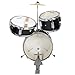 Mendini by Cecilio 13 inch 3-Piece Kids/Junior Drum Set with Throne, Cymbal, Pedal & Drumsticks, Metallic Black, MJDS-1-BK