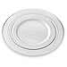 BloominGoods​ ​5​0 Silver Rimmed Plastic Plates ​| Disposable White Heavy Duty​ Plates | 25 Dinner​, ​25 Dessert/Appetizer Plates​ ​| Premium Combo Disposable Dinnerware Set