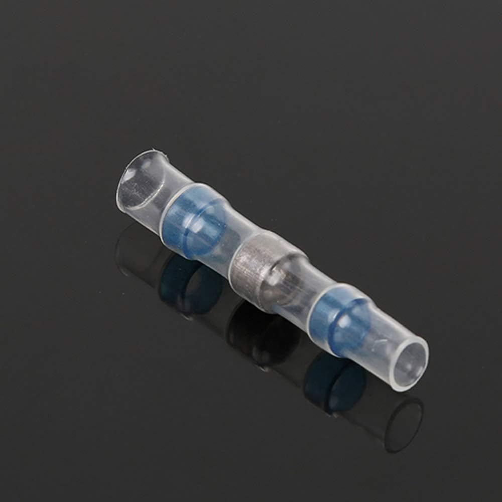 Mintice 100 X Solder Seal Heat Shrink Electrical Butt Wire Terminal Connectors Waterproof Car Insulated Splices Crimper Electrical Kit Blue 14-16 AWG Gauge - Image 4