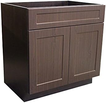 Armoires MG Thermoplastic 30" inch Bathroom Sink Vanity, Chocolate Brown Cabinet Inside and Out- 30x20.5x31