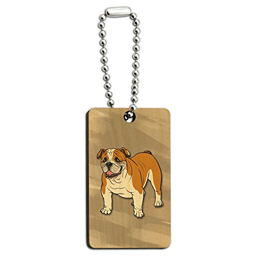 English Bulldog - Pet Dog Wood Wooden Rectangle Key Chain