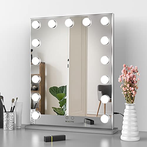 Nitin Hollywood Vanity Mirror with Lights, Dimmable Tabletop/Wall