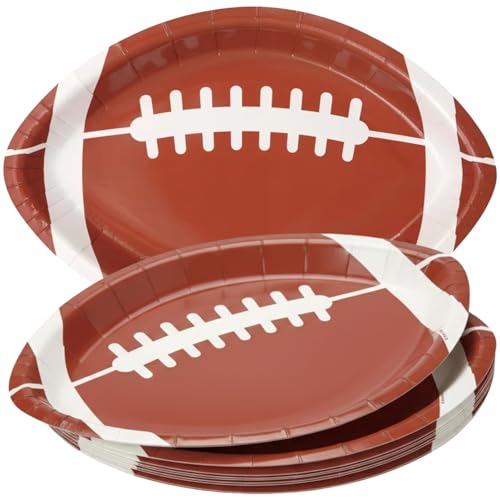 9 1/2" x 6 1/2" Football-Shaped Disposable Paper Dinner Plates - 8 Ct.