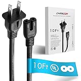 [UL Listed] Chanzon 2 Prong Non Polarized 10 ft AC Power Cord for Samsung TV,Sony PS4,Cannon Pixma HP Dell Epson Printer,PS3 PS2 Xbox One,LG TCL Toshiba Hisense Universal Replacement Cable 7A Plug