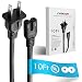[UL Listed] Chanzon 2 Prong Non Polarized 10 ft AC Power Cord for Samsung TV,Sony PS4,Cannon Pixma HP Dell Epson Printer,PS3 PS2 Xbox One,LG TCL Toshiba Hisense Universal Replacement Cable 7A Plug