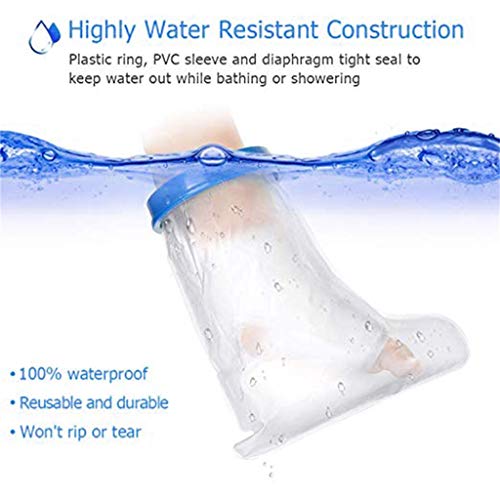 Waterproof Cast Cover for Shower & Bath, Reusable Adult Kid Hand Arm Foot Knee Keeps Casts & Bandages Dry Full Watertight Protection (Kid Foot)