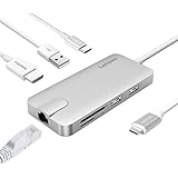 Lenovo USB-C Hub, Type C Adapter with HDMI Port, Gigabit Ethernet Port, USBC Charging Port, 2 USB 3.0 and 1 USB 2.0 Ports, SD/TF Card Reader, for MacBook Pro and More USB C Devices